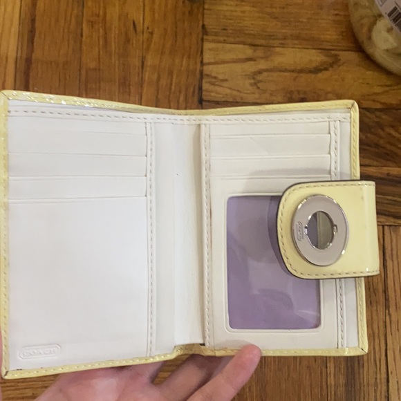Coach yellow flap wallet w/ stains - Picture 5 of 11